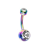 Mezzi Multi Gem Metallic Belly Bar - Basic Curved Barbell. Navel Rings Australia.