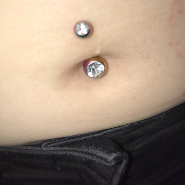 Titanium Plated Gem Navel Bars - Basic Curved Barbell. Navel Rings Australia.