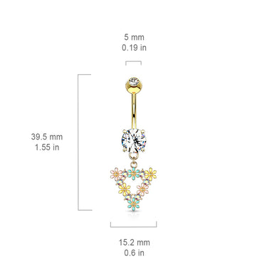 Trinity Matrix Triangle Belly Dangle with Rose Gold Plating - Dangling Belly Ring. Navel Rings Australia.