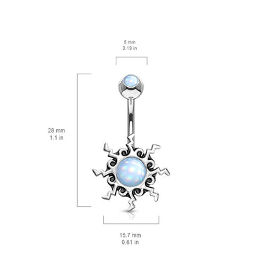 Yavapai Tribal Sun Belly Bar - Fixed (non-dangle) Belly Bar. Navel Rings Australia.