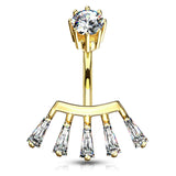 Tribal Fan Belly Bar with Gold Plating - Fixed (non-dangle) Belly Bar. Navel Rings Australia.