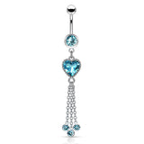 Khloe Heart Chandelier Belly Dangle - Dangling Belly Ring. Navel Rings Australia.
