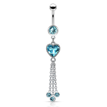 Khloe Heart Chandelier Belly Dangle - Dangling Belly Ring. Navel Rings Australia.