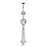 Khloe Heart Chandelier Belly Dangle - Dangling Belly Ring. Navel Rings Australia.