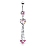 Khloe Heart Chandelier Belly Dangle - Dangling Belly Ring. Navel Rings Australia.