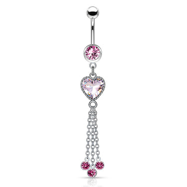 Khloe Heart Chandelier Belly Dangle - Dangling Belly Ring. Navel Rings Australia.