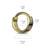Trio Loop Clicker Body Jewellery with Gold Plating - Septum. Navel Rings Australia.
