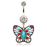 Earth Hippy Butterfly Belly Ring - Dangling Belly Ring. Navel Rings Australia.