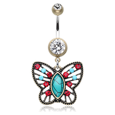 Earth Hippy Butterfly Belly Ring - Dangling Belly Ring. Navel Rings Australia.