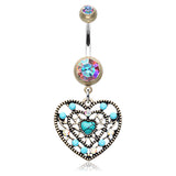 Vintage Turquoise Romance Belly Ring - Dangling Belly Ring. Navel Rings Australia.