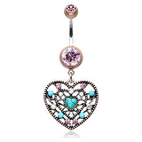 Vintage Turquoise Romance Belly Ring - Dangling Belly Ring. Navel Rings Australia.