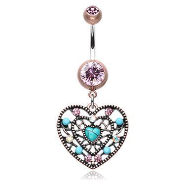Vintage Turquoise Romance Belly Ring - Dangling Belly Ring. Navel Rings Australia.