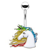 Rainbows & Unicorns Belly Bar - Fixed (non-dangle) Belly Bar. Navel Rings Australia.