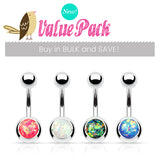 VALUE PACK 4 X Opal Gleam Belly Rings - Basic Curved Barbell. Navel Rings Australia.