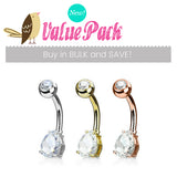 VALUE PACK 3 X Mixed Material Teardrop Solitaire Belly Bars - Basic Curved Barbell. Navel Rings Australia.