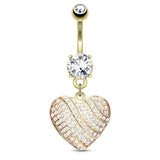 Venus Love Story Belly Dangle with Gold Plating - Dangling Belly Ring. Navel Rings Australia.