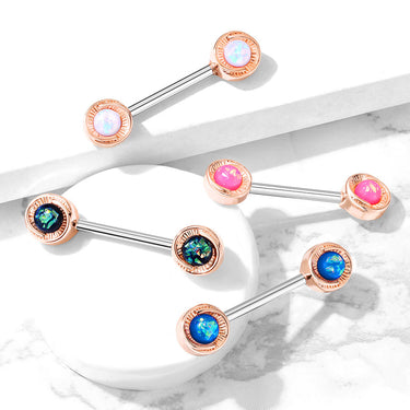 Vertex Round Opal Nipple Barbell Ring - Nipple Ring. Navel Rings Australia.