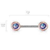 Vertex Round Opal Nipple Barbell Ring - Nipple Ring. Navel Rings Australia.
