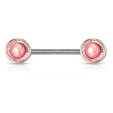Vertex Round Opal Nipple Barbell Ring - Nipple Ring. Navel Rings Australia.