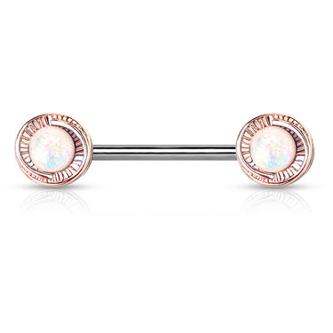 Vertex Round Opal Nipple Barbell Ring - Nipple Ring. Navel Rings Australia.