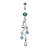 Vine Chandelier Belly Ring - Dangling Belly Ring. Navel Rings Australia.