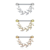 Crystal Vinnì Vine Drop Nipple Bar with Rose Gold Plating - Nipple Ring. Navel Rings Australia.