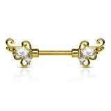 Vintage Token Filigree Nipple Bar with Gold Plating - Nipple Ring. Navel Rings Australia.