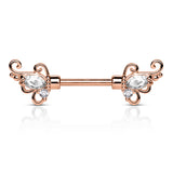 Vintage Token Filigree Nipple Bar with Rose Gold Plating - Nipple Ring. Navel Rings Australia.
