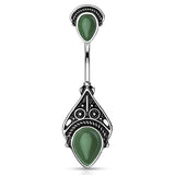 Vintage Ministry Belly Bar in Moss Green - Fixed (non-dangle) Belly Bar. Navel Rings Australia.
