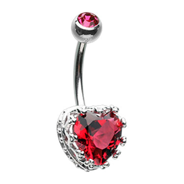 Vintage élaborer Heart Belly Bar - Fixed (non-dangle) Belly Bar. Navel Rings Australia.