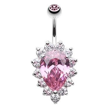 Grande Paved Teardrop Navel Ring - Fixed (non-dangle) Belly Bar. Navel Rings Australia.