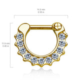 Wave Pave Septum Clicker Hoop in 14K Yellow Gold - Septum. Navel Rings Australia.