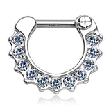 Wave Pave Septum Clicker Hoop in White Gold - Septum. Navel Rings Australia.
