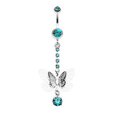 Whispering Spring Butterfly Belly Bar - Dangling Belly Ring. Navel Rings Australia.