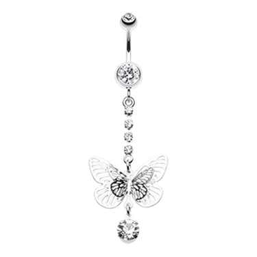 Whispering Spring Butterfly Belly Bar - Dangling Belly Ring. Navel Rings Australia.
