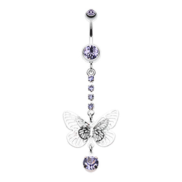 Whispering Spring Butterfly Belly Bar - Dangling Belly Ring. Navel Rings Australia.