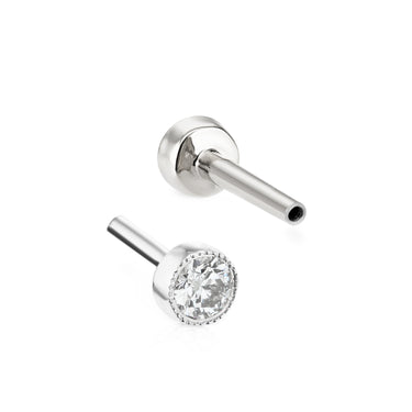 Threaded 2.5mm Diamond Backing in White Gold by Maria Tash - Earring. Navel Rings Australia.