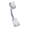 Teardrop Opal 14K White Gold Belly Ring
