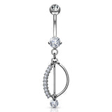 Marina Teardrop Belly Ring in 14K White Gold - Dangling Belly Ring. Navel Rings Australia.