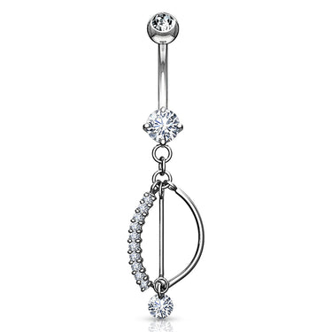 Marina Teardrop Belly Ring in 14K White Gold - Dangling Belly Ring. Navel Rings Australia.
