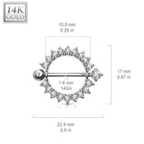 Sunburst Nipple Ring in 14K White Gold - Nipple Ring. Navel Rings Australia.