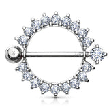 Sunburst Nipple Ring in 14K White Gold - Nipple Ring. Navel Rings Australia.
