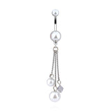 Pearl Chandelier Belly Rings - Dangling Belly Ring. Navel Rings Australia.
