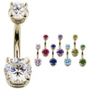 Gemmed 14K Yellow Gold Belly Rings