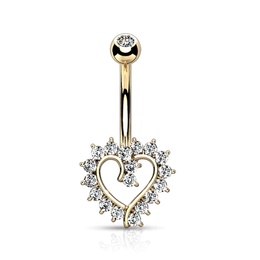 Heart of Gold Belly Ring in 14K Yellow Gold