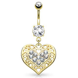 Gold Pour Toujours La Romance Belly Bar - Dangling Belly Ring. Navel Rings Australia.