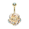 Aurora Zen Rose Belly Bar with Gold Plating