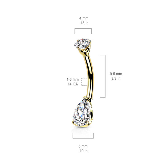 Madame Opal Teardrop Belly Ring in 14K Yellow Gold