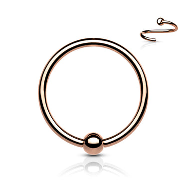 Rose Gold Plated Titanium Fixed Captive Bead Ring - Nose and Cartilage