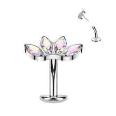 Fan Top Titanium Threadless Floating Convex Base Belly Bar